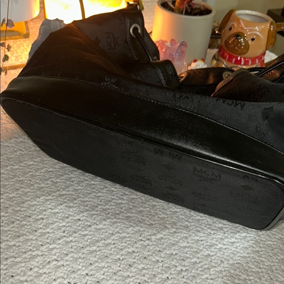 MCM Black Monogram Backpack with Leather Trim - Picture 14 of 17